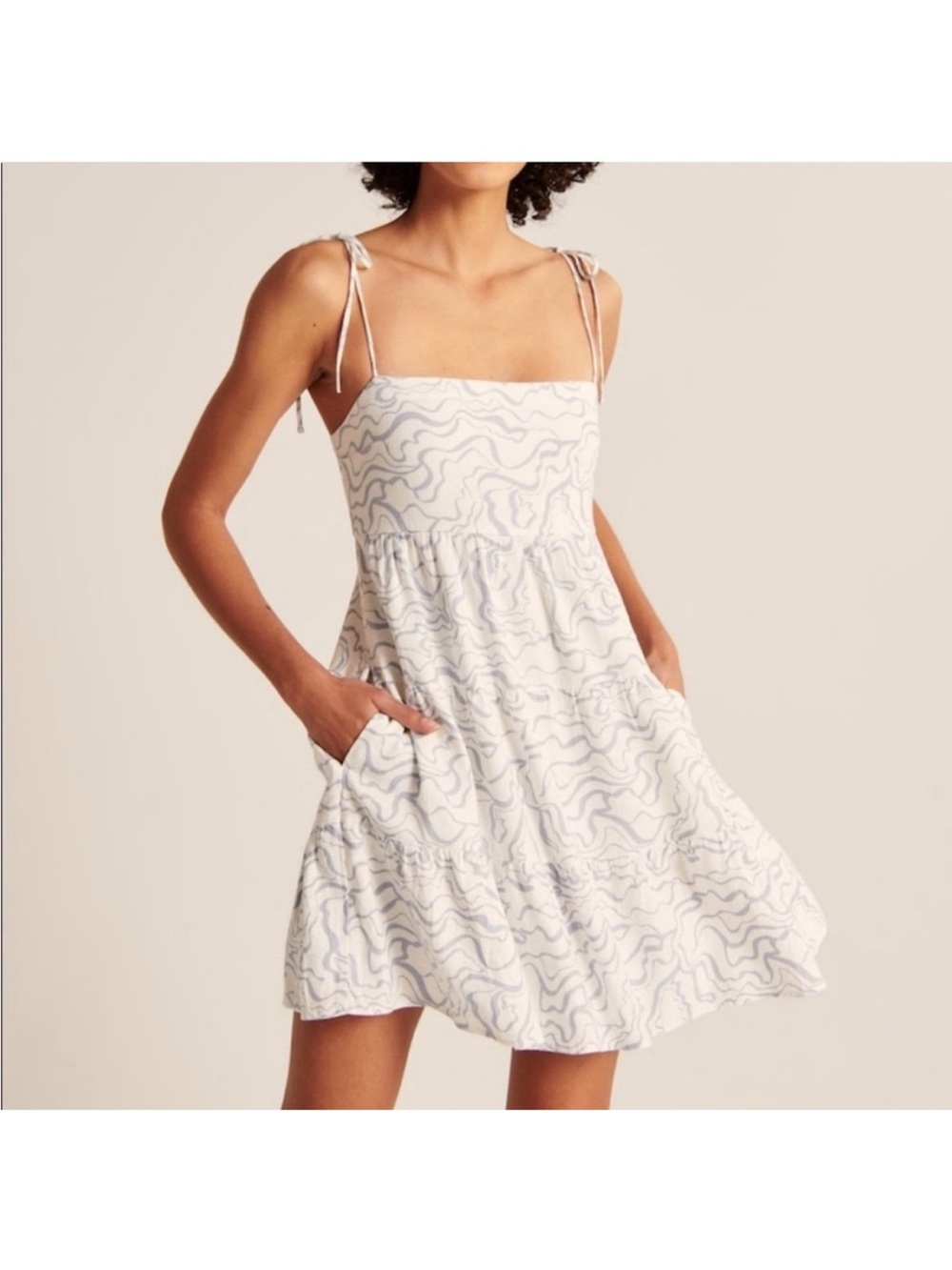 Abercrombie & Fitch Tie-Strap Linen-Blend Mini Dres size medium